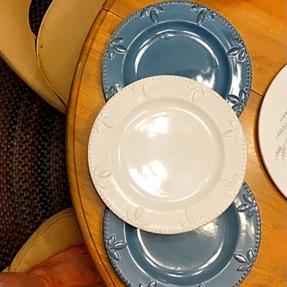 Signature Plates Dinner Sorrento Debby Segura Designs 2001,2 Blue And 1 White